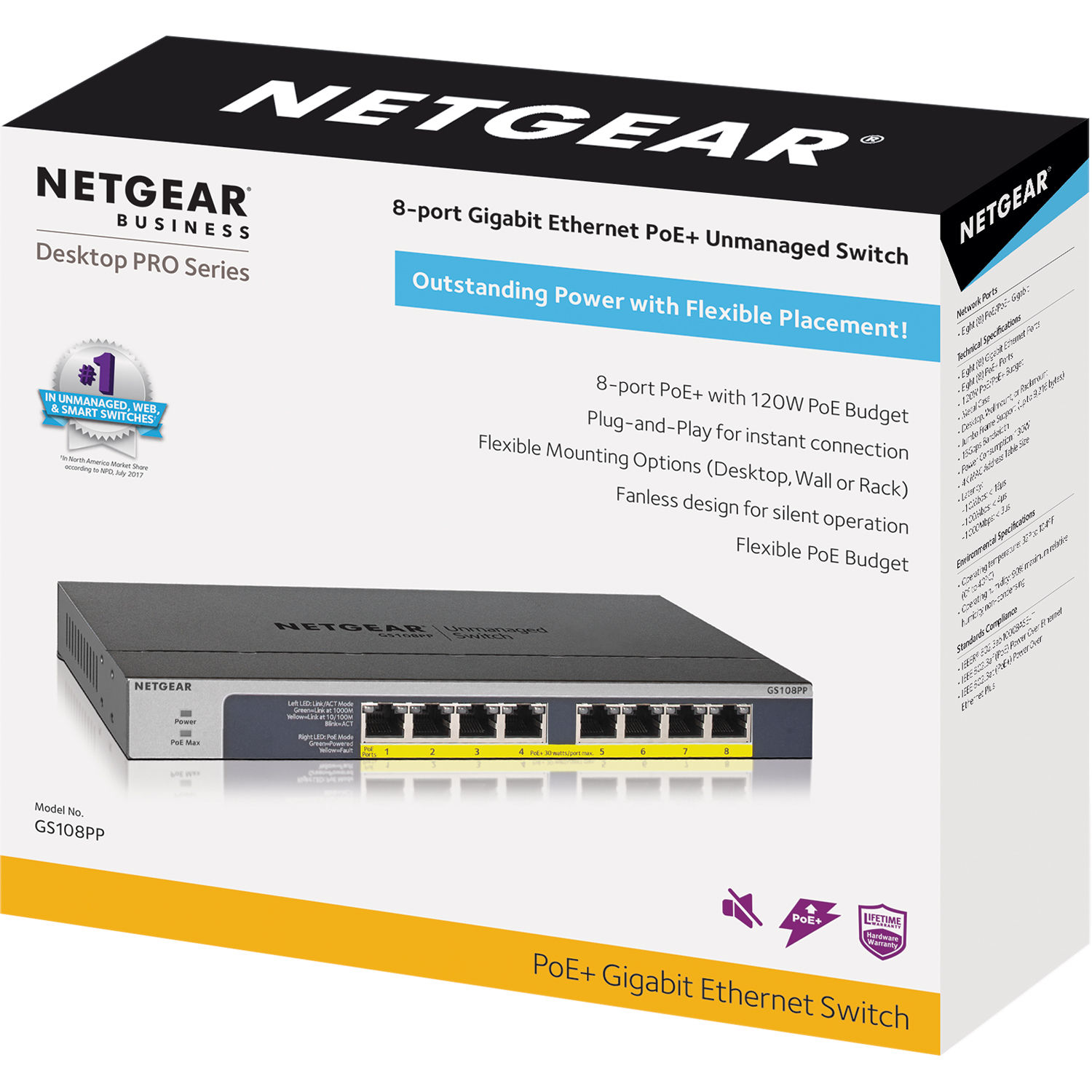 TeleDynamics | Product Details: NET-GS108PP-100NAS